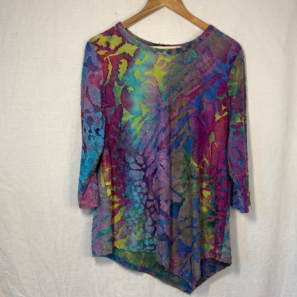 Calessa Multicolor Artsy Tunic, Size Large